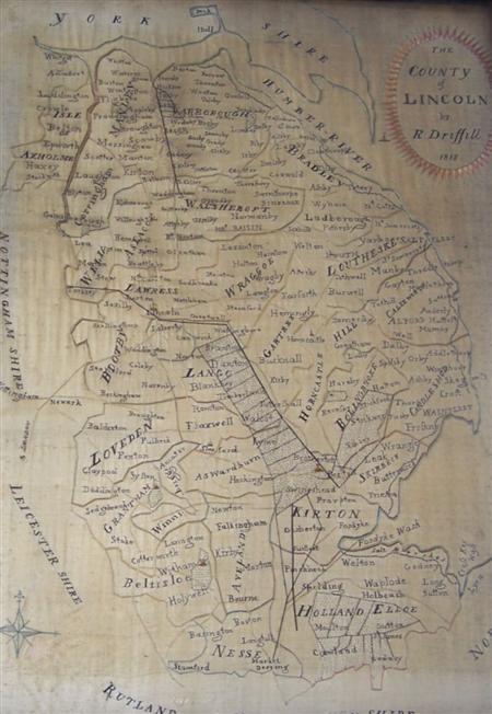 Appraisal: Lincolnshire -- Embroidered silk map The county of Lincoln by