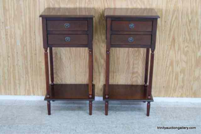 Appraisal: Pair of Mahogany Tall Bed Side Night StandsThis is for