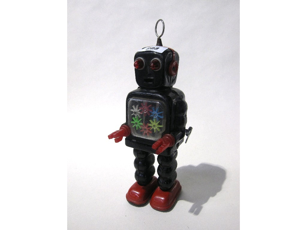 Appraisal: Japanese tinplate clockwork robot toy