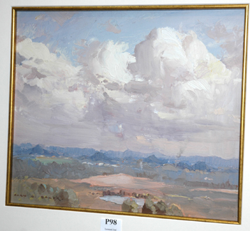 Appraisal: ALAN BAKER CLOUDY LANDSCAPE NSW OIL ON BOARD