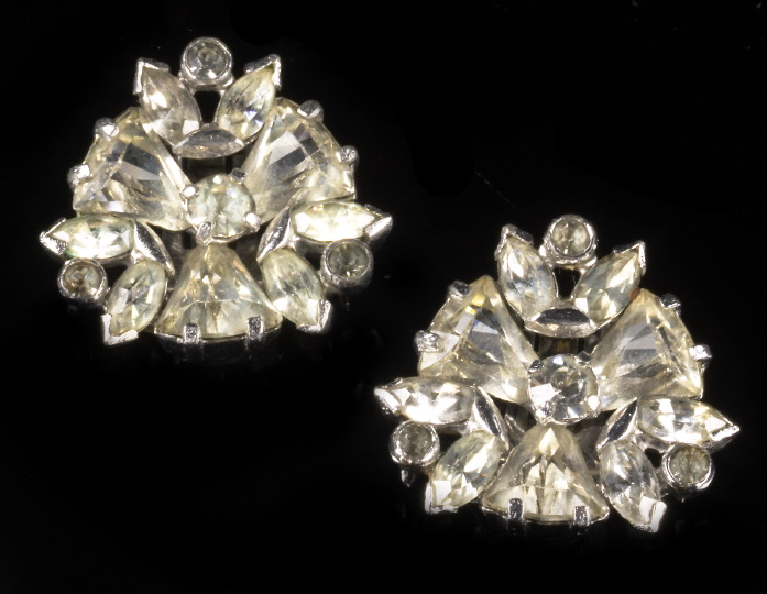 Appraisal: Pair of Art Deco-Style Rhinestone Earrings ca each set with