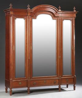 Appraisal: French Louis XVI Style Carved Mahogany Triple Door Armoire c