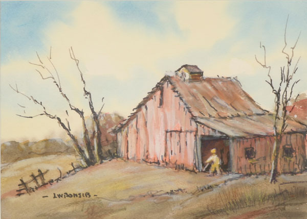 Appraisal: Louis Bonsib American - Indiana red barn Watercolor Signed lower