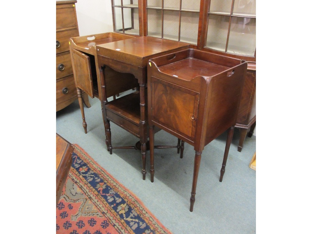 Appraisal: Georgian style washstand and two similar mahogany pot cupboards