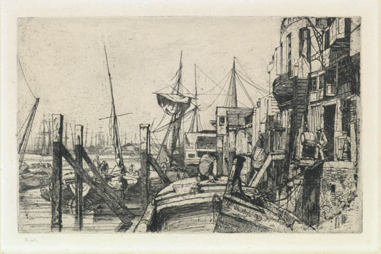 Appraisal: JAMES A M WHISTLER Limehouse Etching on antique cream laid