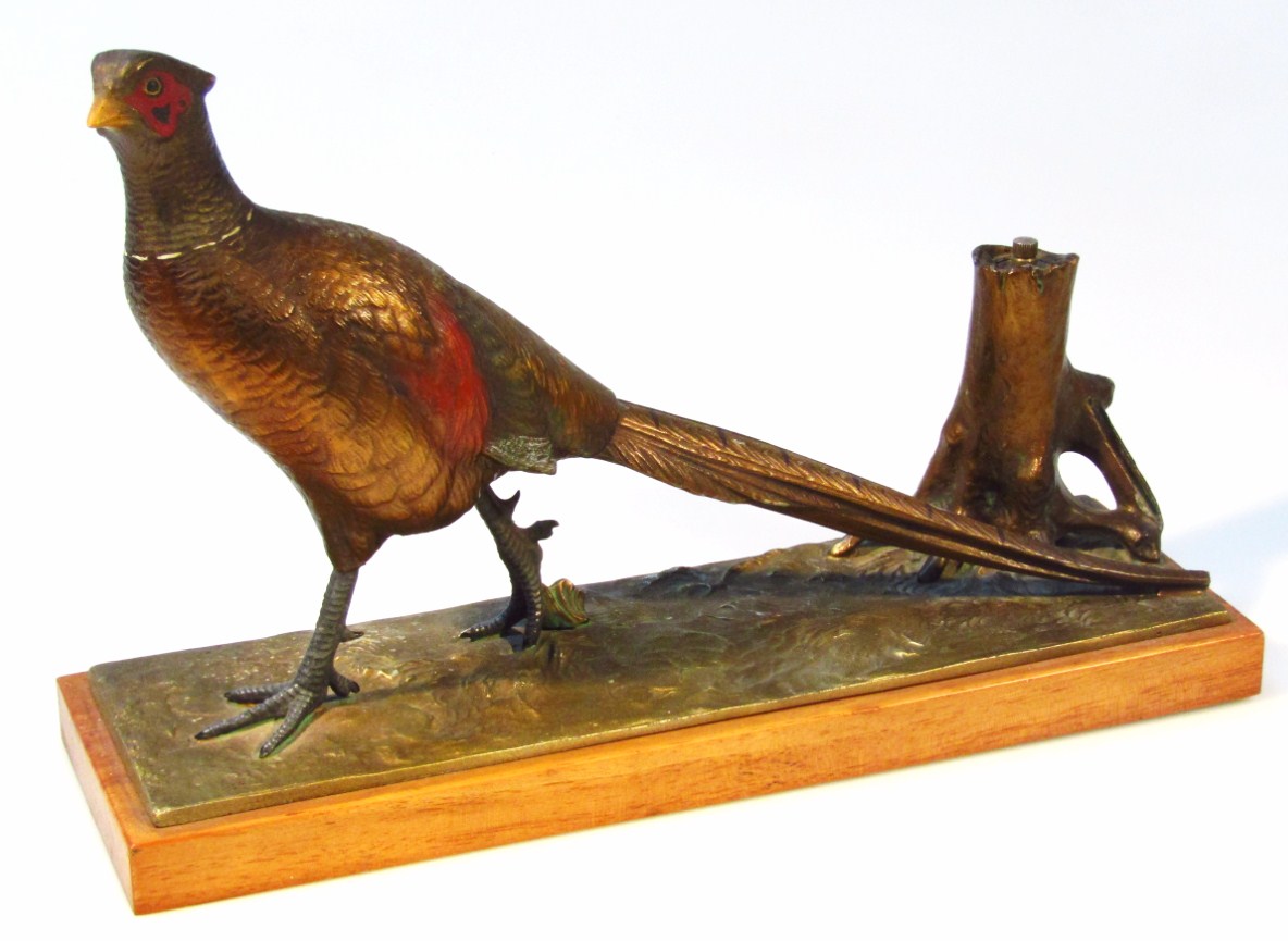 Appraisal: A thC Austrian cold cast bronze figure of a pheasant