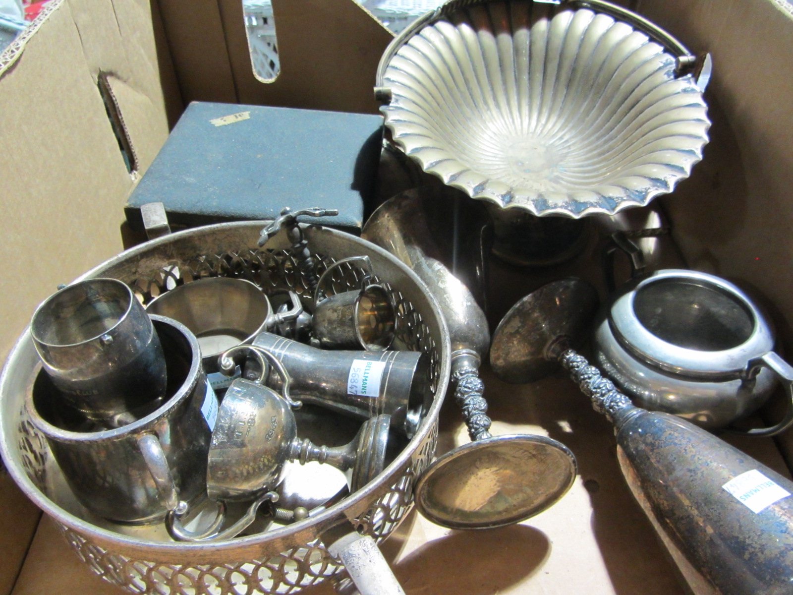 Appraisal: A quantity of silver plated items including goblets pedestal bowl