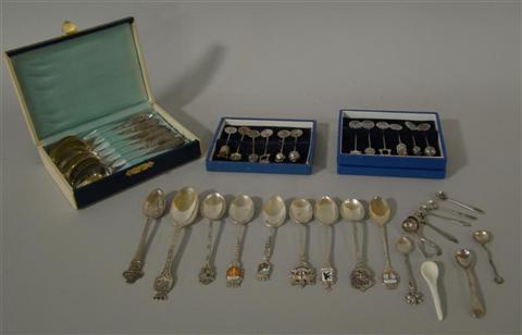 Appraisal: COLLECTION OF SOUVENIR SPOONS Including European cities some enameled some