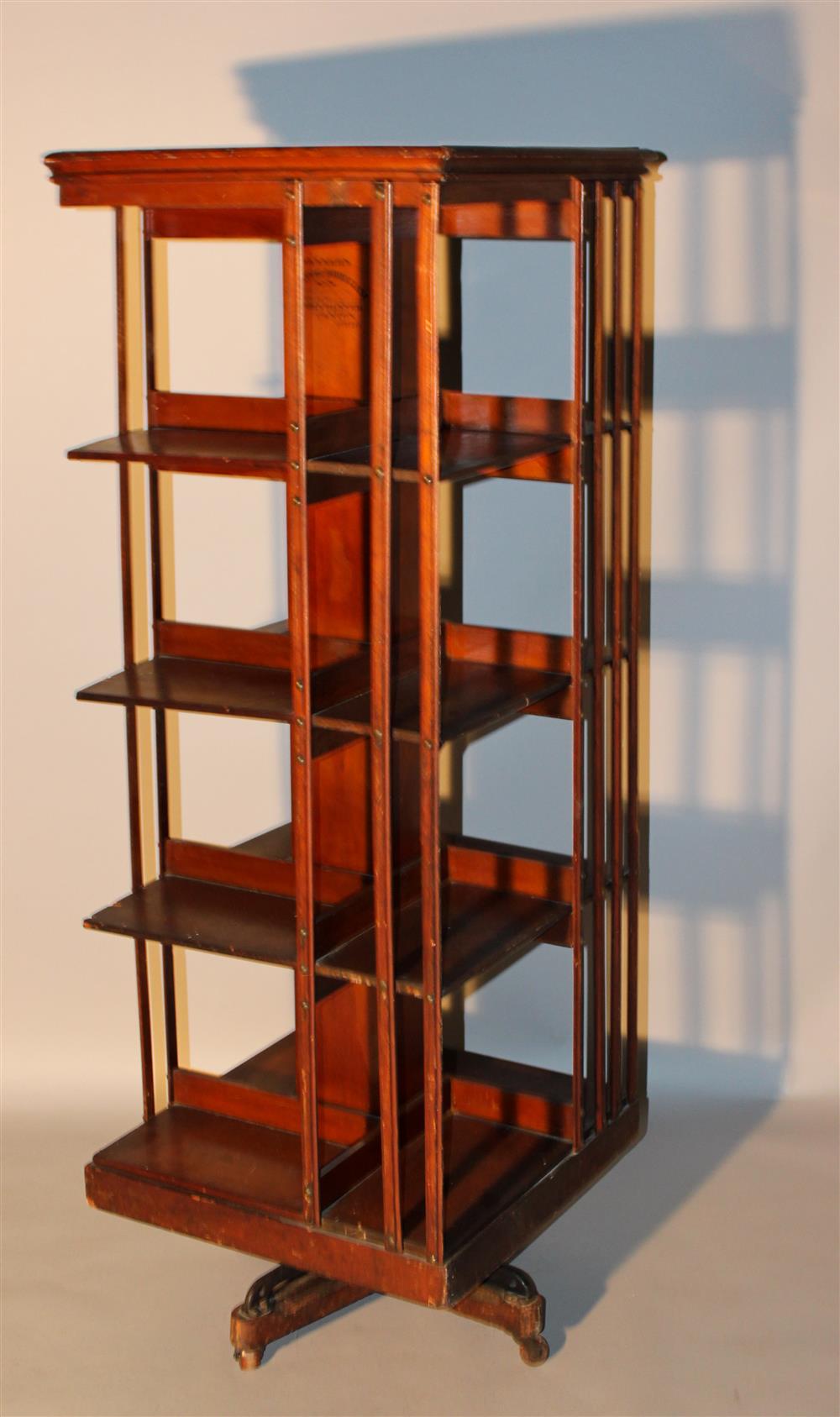 Appraisal: JOHN DANNER CANTON OH REVOLVING MAHOGANY BOOKCASE BIBLIOTHEQUE CIRCA having