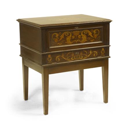 Appraisal: An Art Nouveau inlaid mahogany cabinet circa with rectangular marquetry