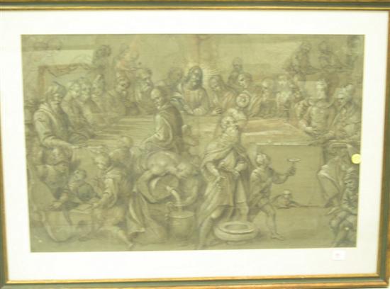 Appraisal: Circle of Federico Baroccio Last Supper with figure in foreground