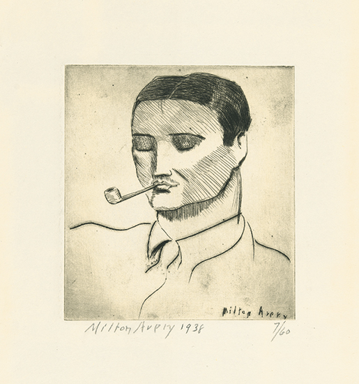 Appraisal: MILTON AVERY Man with Pipe Drypoint x mm x inches