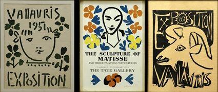 Appraisal: Two Picasso Exhibition Posters Together with a Matisse sculpture exhibition