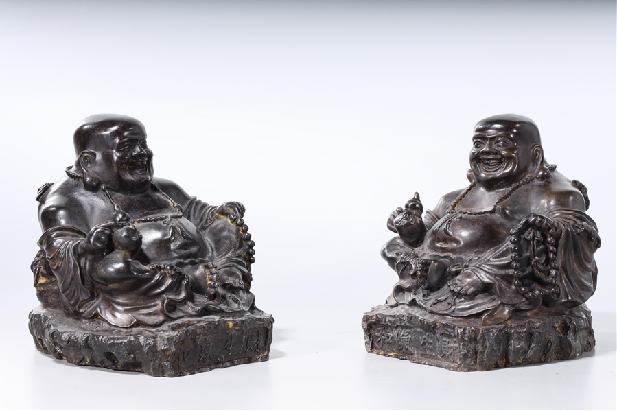 Appraisal: Two Chinese bronze Budhai sculptures x x each approx