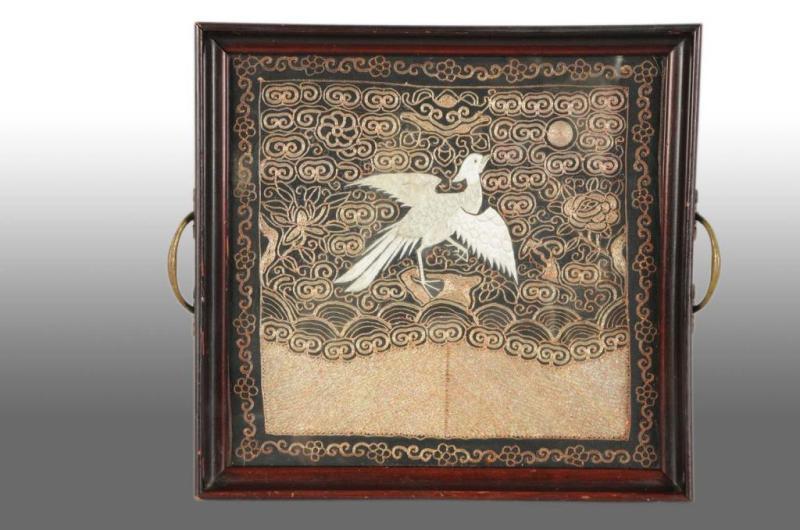 Appraisal: Silk Embroidery of Bird Description Possibly Japanese Framed under glass