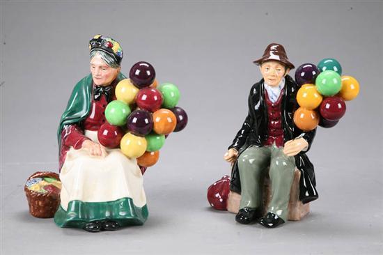 Appraisal: TWO ROYAL DOULTON FIGURINES The Balloon Seller HN in The