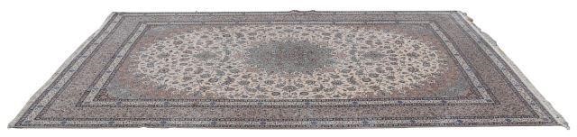 Appraisal: Hand-tied Persian Isfahan rug silk foundation mohair pile with silk