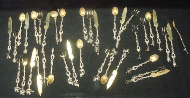 Appraisal: Lot of Continental Silver Serving Spoons with Gilt Wash From