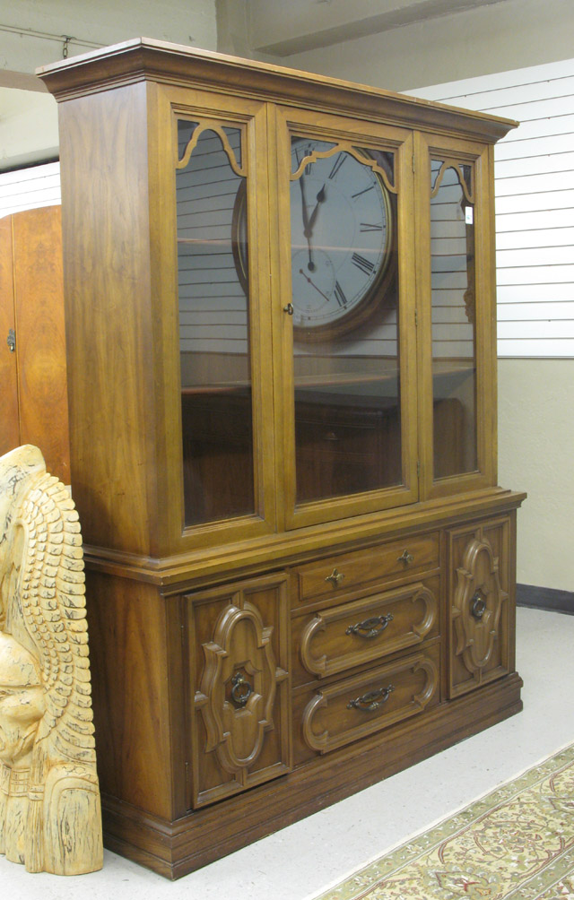 Appraisal: PROVINCIAL STYLE CHINA CABINET ON BUFFET American dated the top