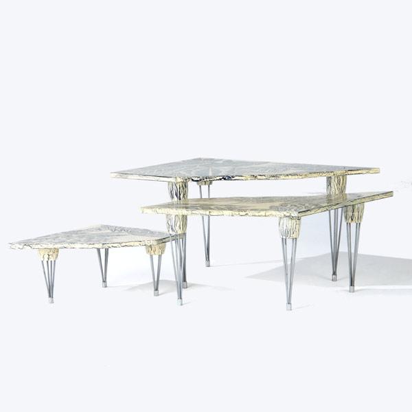 Appraisal: CARMEN SPERA Set of three nesting tables painted with a