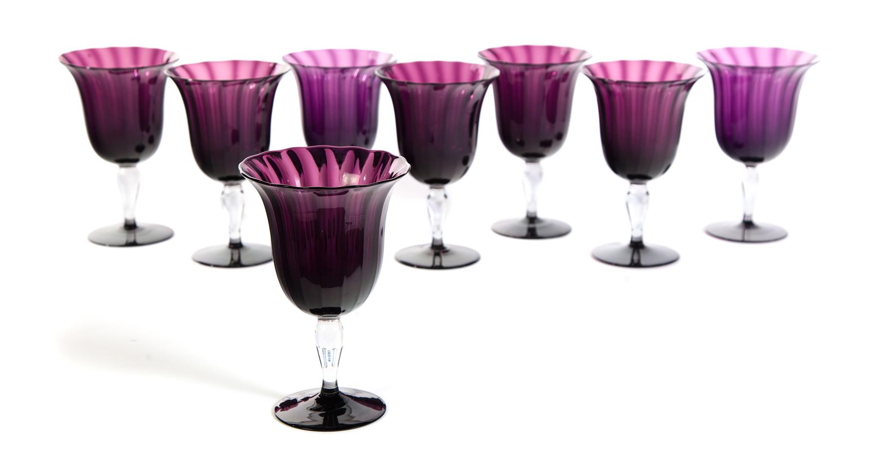 Appraisal: SET OF EIGHT AMETHYST GOBLETS American st quarter- th century