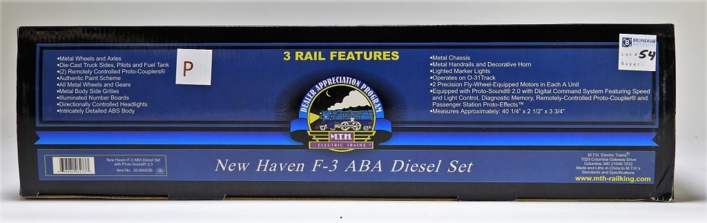 Appraisal: MTH NEW HAVEN F- ABA DIESEL ENGINE TRAIN SET Item