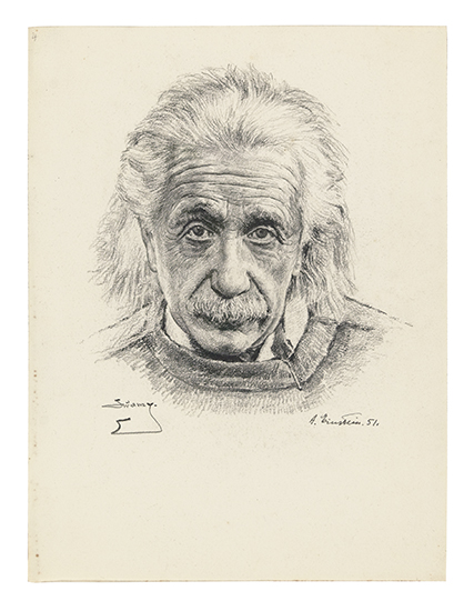 Appraisal: HIS PORTRAIT SIGNED BY HIM AND THE ARTIST EINSTEIN ALBERT