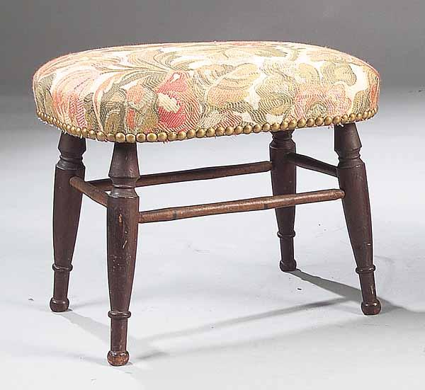 Appraisal: An American Federal Windsor Footstool c - the needlepoint upholstered