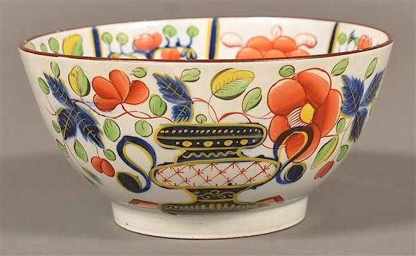 Appraisal: Gaudy Dutch China Urn Pattern Waste Bowl Gaudy Dutch Soft