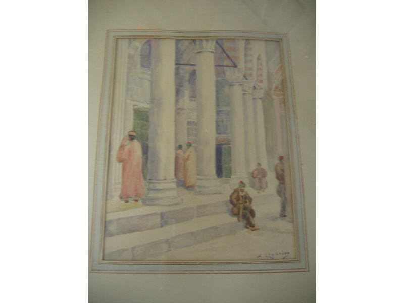 Appraisal: SARKIS ERGANIAN AMERICAN TH- TH CENTURY Turkish scene with figures