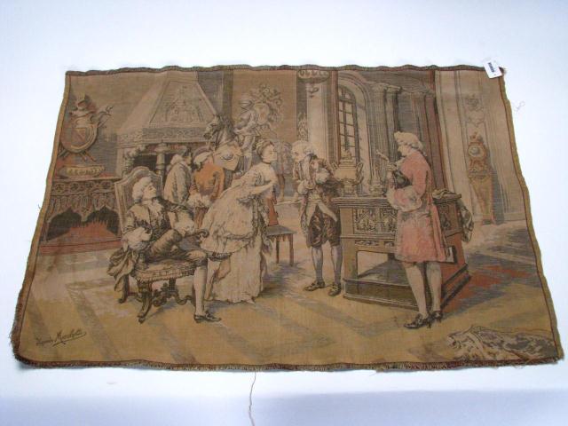 Appraisal: Vintage French tapestry approximately '' x '' depicting 's interior