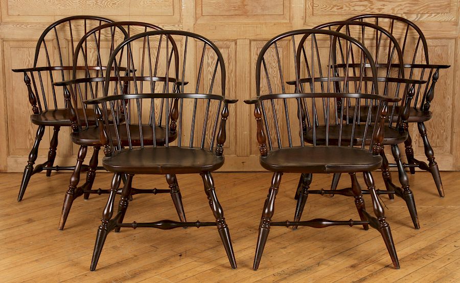 Appraisal: SET OAK WINDSOR CHAIRS BY FREDERICK DUCKLOE A set of