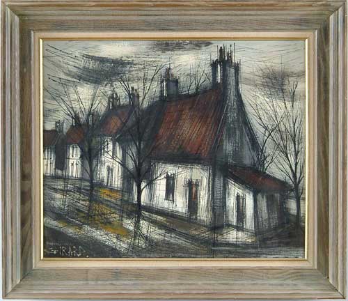 Appraisal: GIRARD th Century STREET SCENE Oil on canvas scene shows