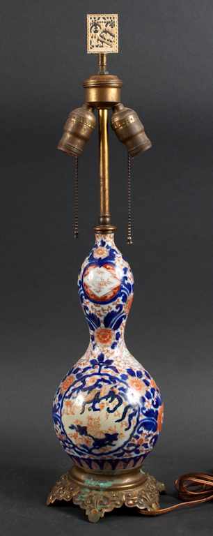 Appraisal: Japanese Imari porcelain double gourd vase mounted as a lamp