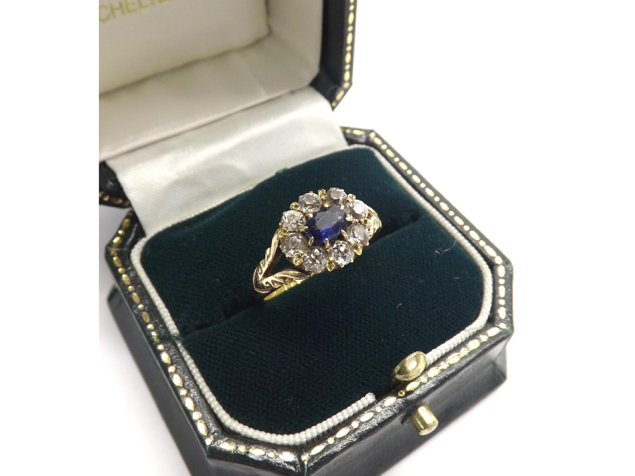 Appraisal: Victorian ct sapphire and diamond oval cluster ring London the