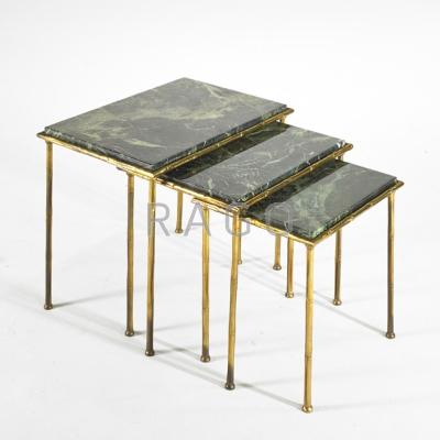 Appraisal: ITALIAN Three faux bamboo nesting tables s Brass and marble