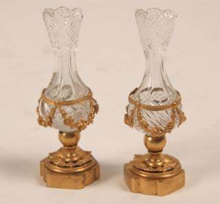 Appraisal: PAIR OF FRENCH DORE MOUNTED BACCARAT CRYSTAL VASES PAIR OF