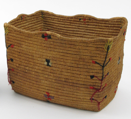 Appraisal: AN ALASKAN ESKIMO INDIAN BASKET of rectangular form coiled with