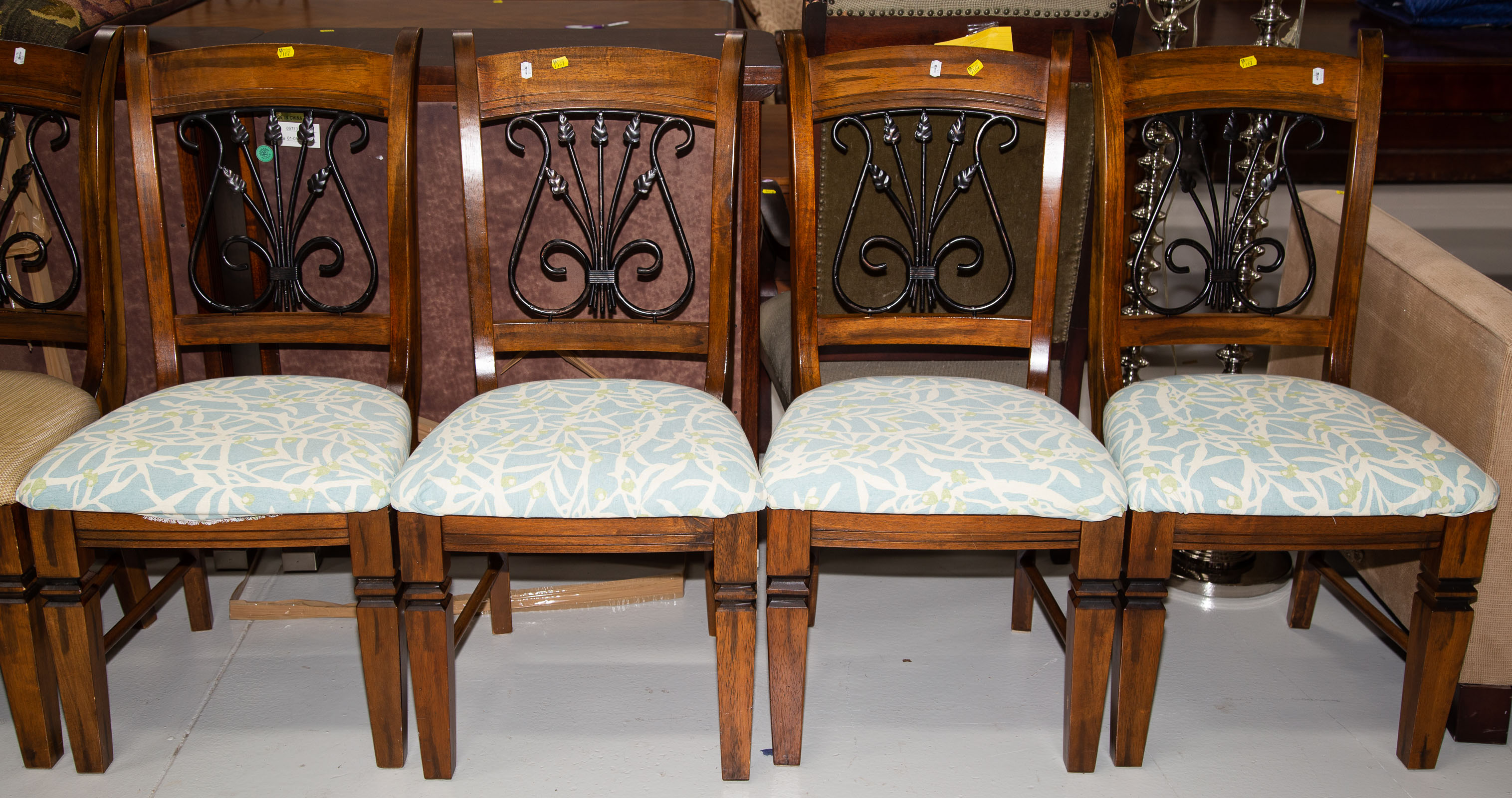 Appraisal: SET OF SIX MODERN ASHLEY FURNITURE SIDE CHAIRS With tropical