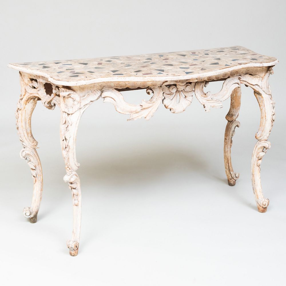 Appraisal: Fine Italian Rococo Faux Marble and Painted Console Table x