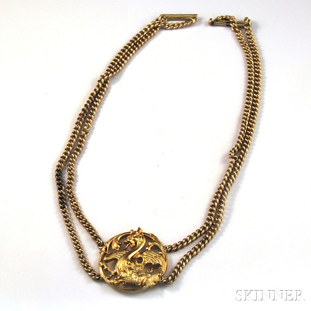 Appraisal: kt Gold Griffin Necklace centering a fixed circular griffin pendant