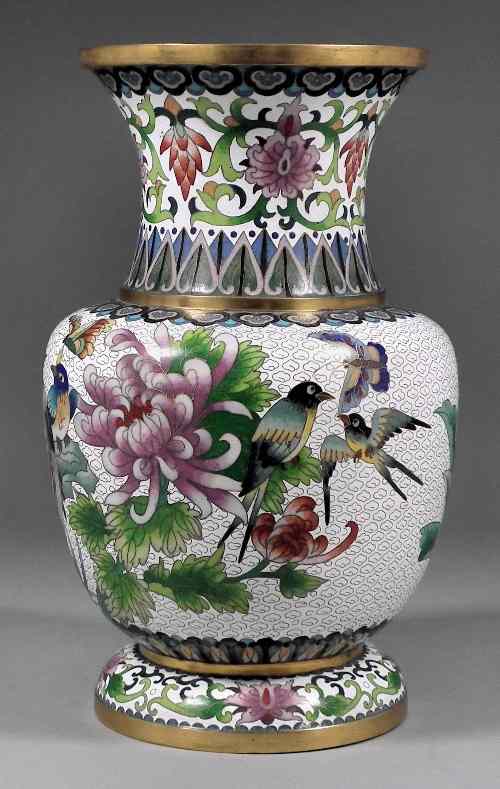 Appraisal: A th Century Chinese cloisonne baluster shaped vase decorated with