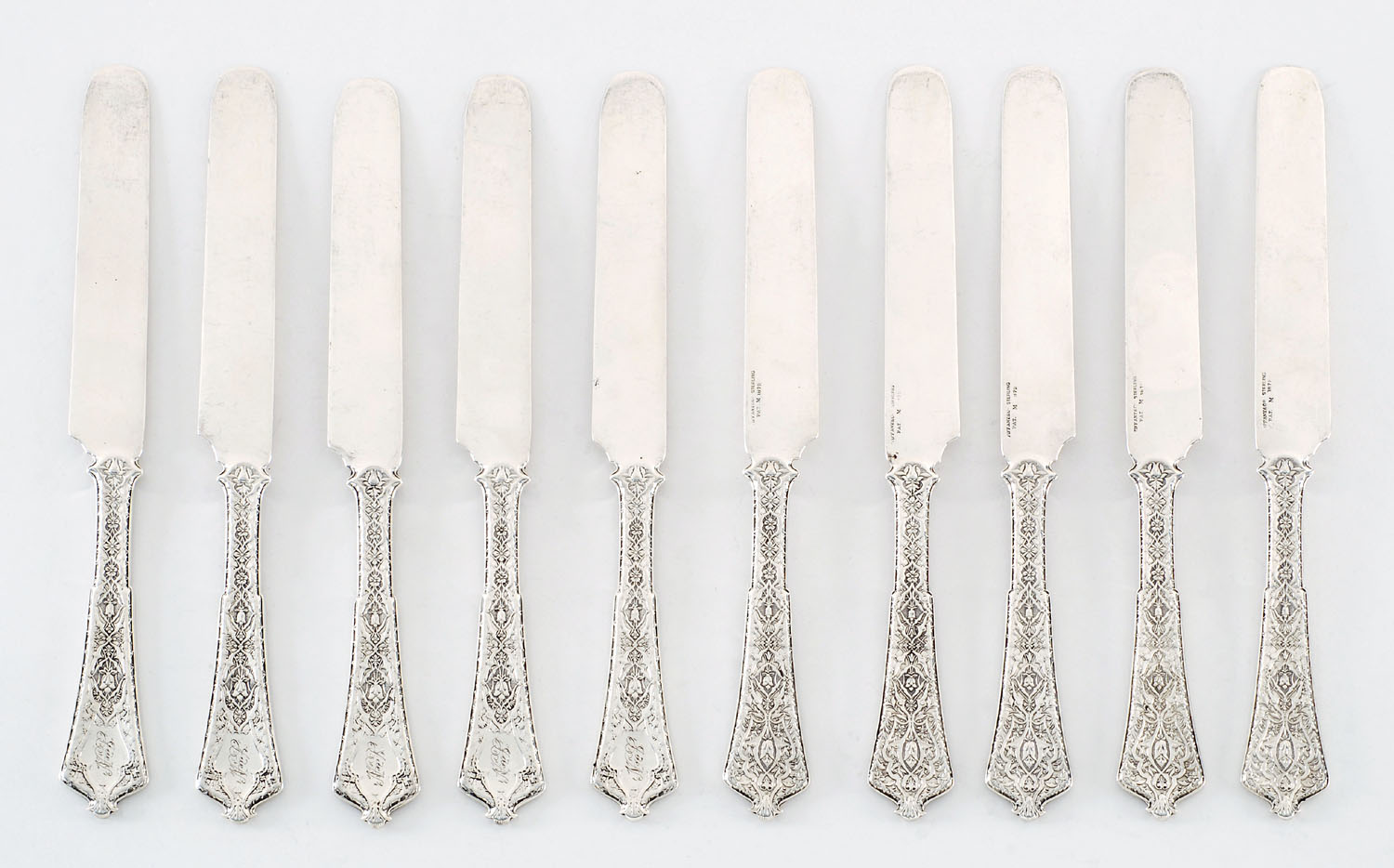 Appraisal: TEN TIFFANY CO STERLING SILVER DESSERT KNIVES Late th CenturyIn