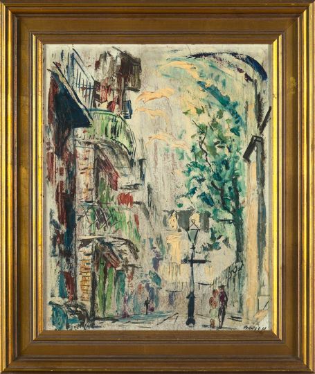 Appraisal: New Orleans School Mid- th Century Pirate's Alley oil on