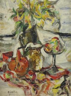 Appraisal: BERNSTEIN Theresa Oil on Canvas Still Life Signed lower left