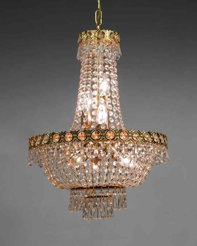 Appraisal: A DIMINUTIVE FRENCH EMPIRE STYLE CRYSTAL CHANDELIER '' h excluding