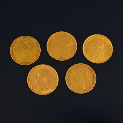 Appraisal: Five half sovereigns