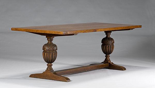 Appraisal: JACOBEAN-STYLE OAK CONFERENCE TABLE American early th century Multi-board top