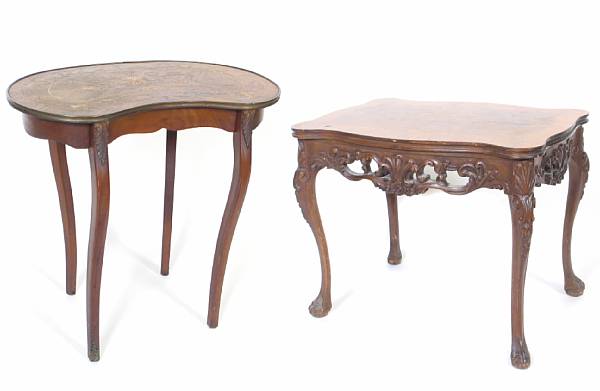 Appraisal: Two inlaid marquetry tables height of tallest in width in