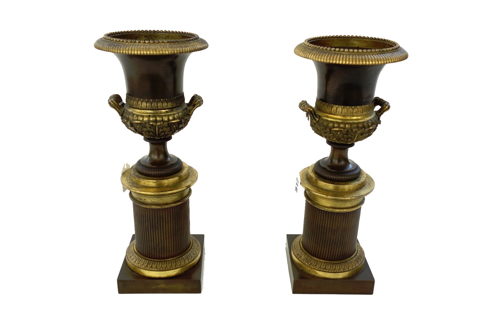 Appraisal: A pair of Empire style bronze and gilt brass mounted